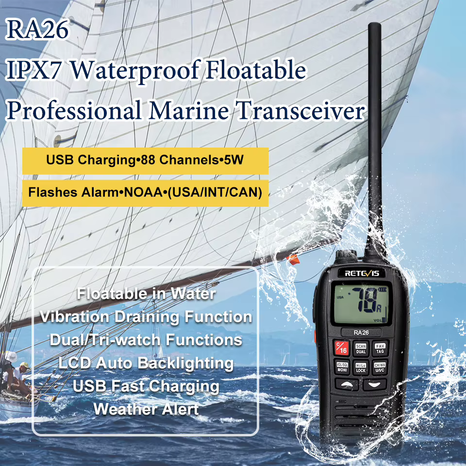 Retevis – talkie-walkie flottant Portable RA26 VHF, étanche IP67, 5W, Vibration, vidange d'eau, longue portée