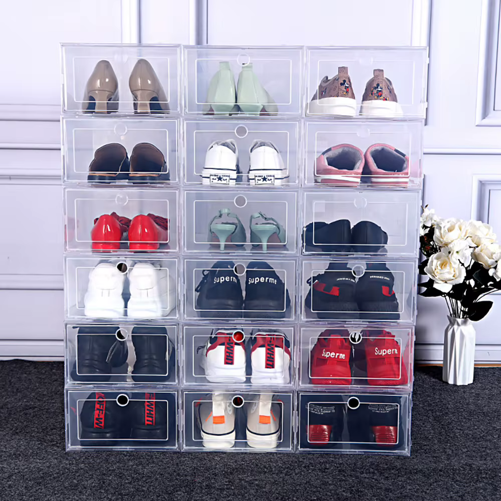 Boîte à chaussures transparente anti-poussière