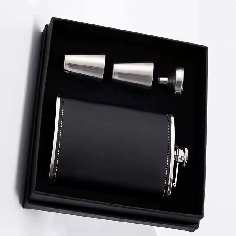 Ensemble de flacons de hanche portables de 8oz/220ml, avec tasse pour whisky, Vodka, Pot à vin, alcool, boîte cadeau d'extérieur, outils de bouteille de boisson