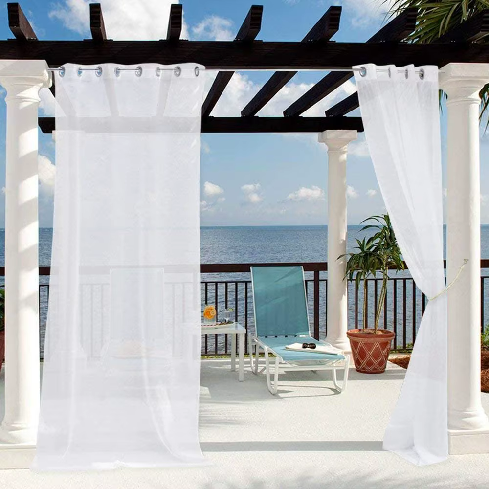 .CSheer-Rideau d'intimité blanc imperméable pour cabane, fenêtre de porte, solarium de couloir, cabane de piscine, pont d'amendements