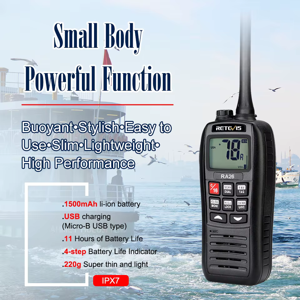 Retevis – talkie-walkie flottant Portable RA26 VHF, étanche IP67, 5W, Vibration, vidange d'eau, longue portée