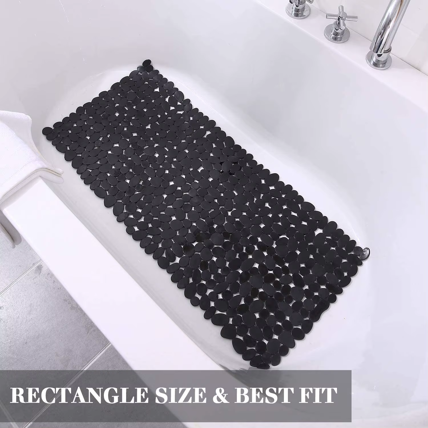 Tapis de sol antidérapant de sécurité, tapis de salle de bain, baignoire, douche, tapis de galets en caoutchouc environnemental pour enfants et personnes âgées handicapées