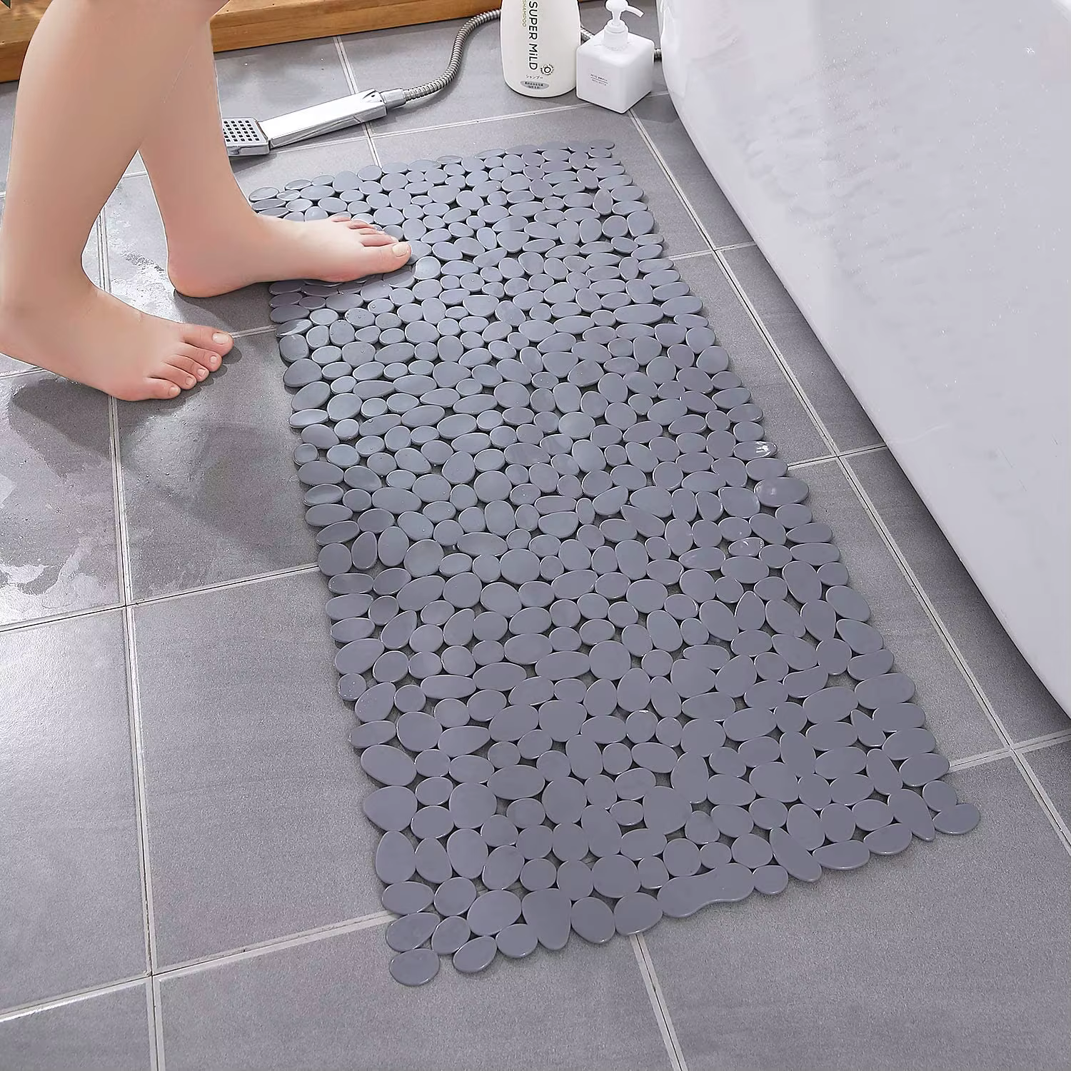 Tapis de sol antidérapant de sécurité, tapis de salle de bain, baignoire, douche, tapis de galets en caoutchouc environnemental pour enfants et personnes âgées handicapées