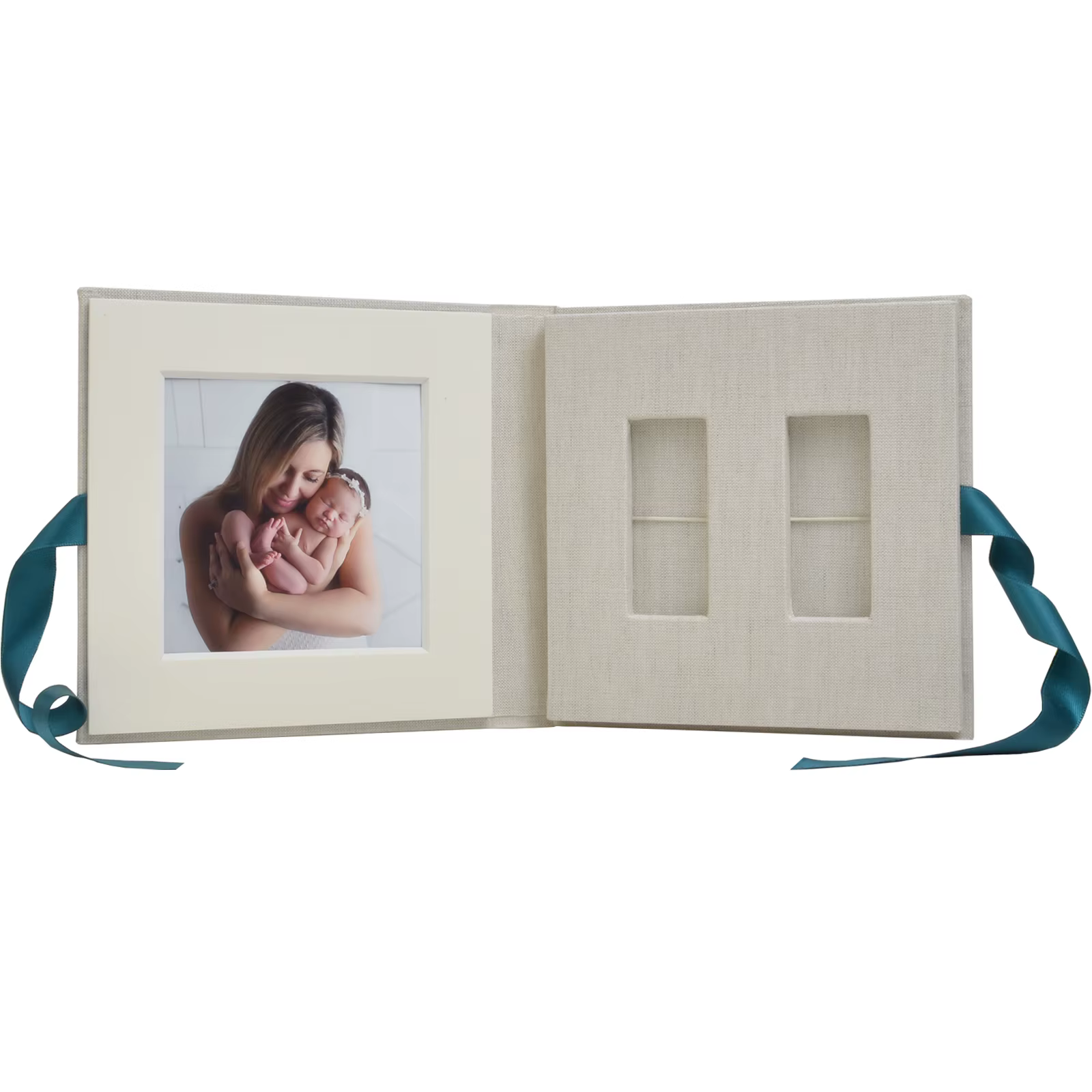 Boîtes USB en lin avec logo personnalisé avec cadre photo - Étui pour clé USB personnalisé - Emballage pour photographie de nouveau-né/mariage