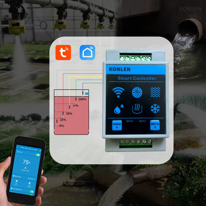KONLEN Tuya capteur de niveau d'eau WIFI maison intelligente fuite alarme d'inondation contrôleur compteur piscine Vape réservoir détecteur de débit Protection contre les fuites