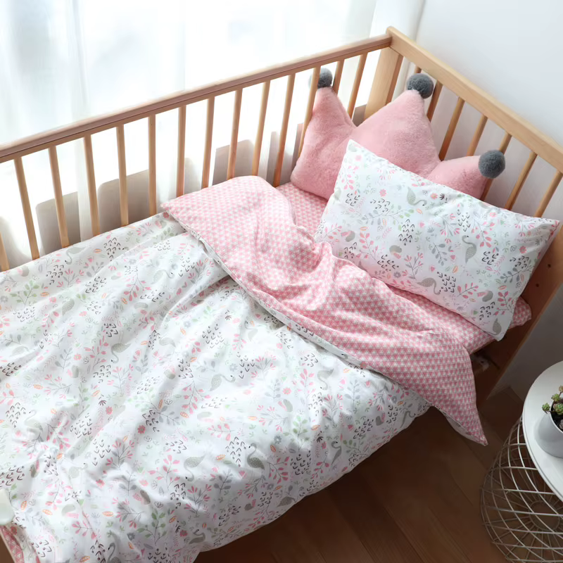 Parure de lit en coton doux avec pare-chocs pour nouveau-né, parure de lit pour fille, décor de pépinière pour enfant, sur mesure