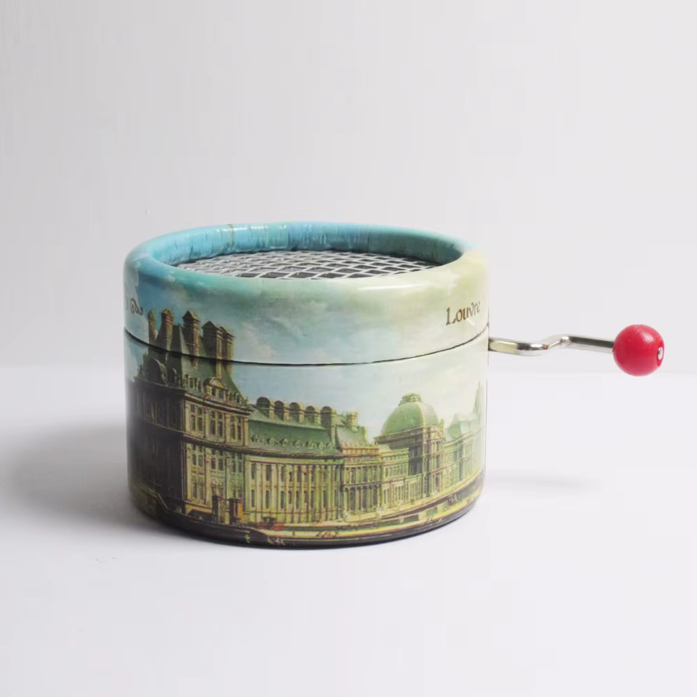 Boîte à musique à manivelle en papier Paris City, thème La Vie en Rose