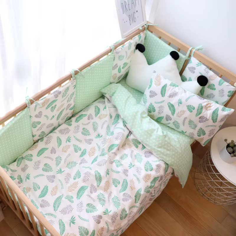 Parure de lit en coton doux avec pare-chocs pour nouveau-né, parure de lit pour fille, décor de pépinière pour enfant, sur mesure