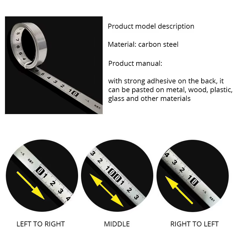 Mètre ruban à onglet en acier inoxydable 1-3m