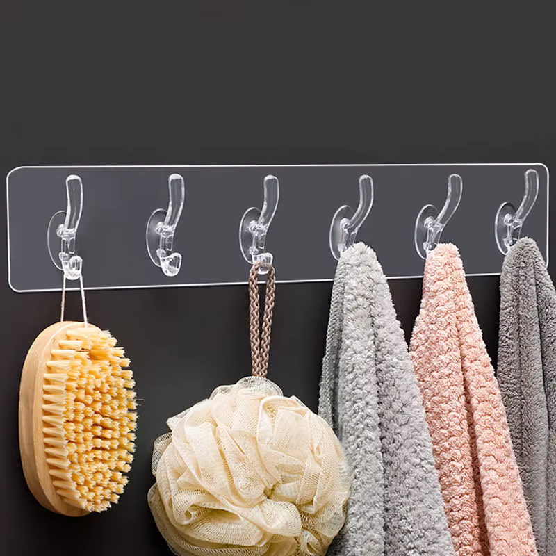 3/5/6 crochets support Transparent support salle de bain serviette éponge cintre de rangement salon chapeau vêtements sans couture crochet organisateur