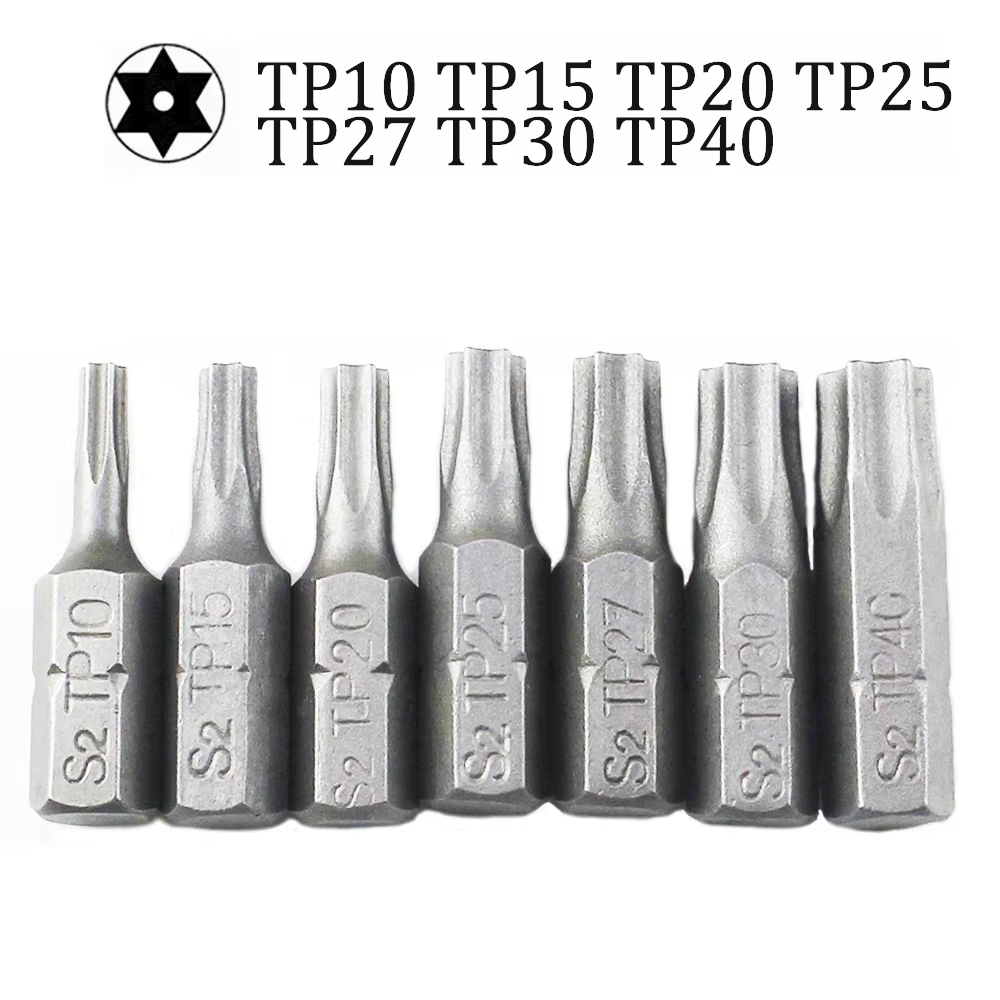 Embouts de tournevis Torx de 25mm avec trou T10 T15 T20 T25 T27 T30 T40