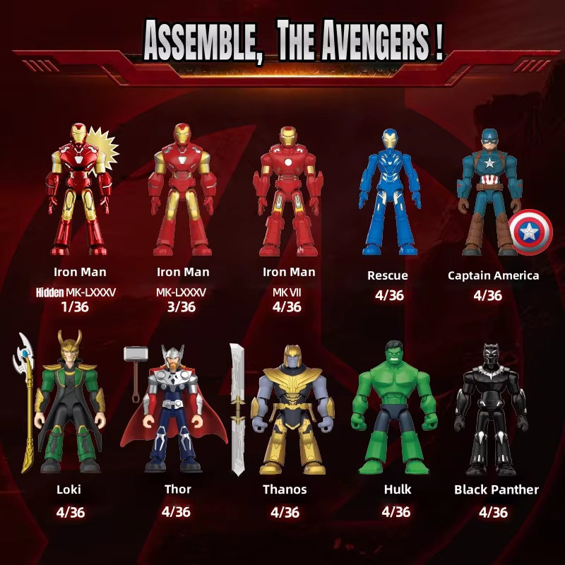 BLOKEES Marvel Heroes Building Blocks Version Galaxie 1 Iron Man MKLXXXV Thor Thanos Jouets à assembler modèles articulés ornements cadeaux