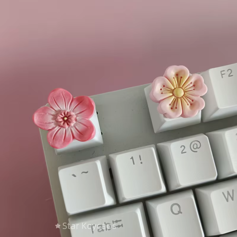 Capuchons de touches de clavier Sakura rose personnalisés, capuchons de touches artisanaux à fleurs pour arbre transversal, accessoires de jeu pour clavier mécanique