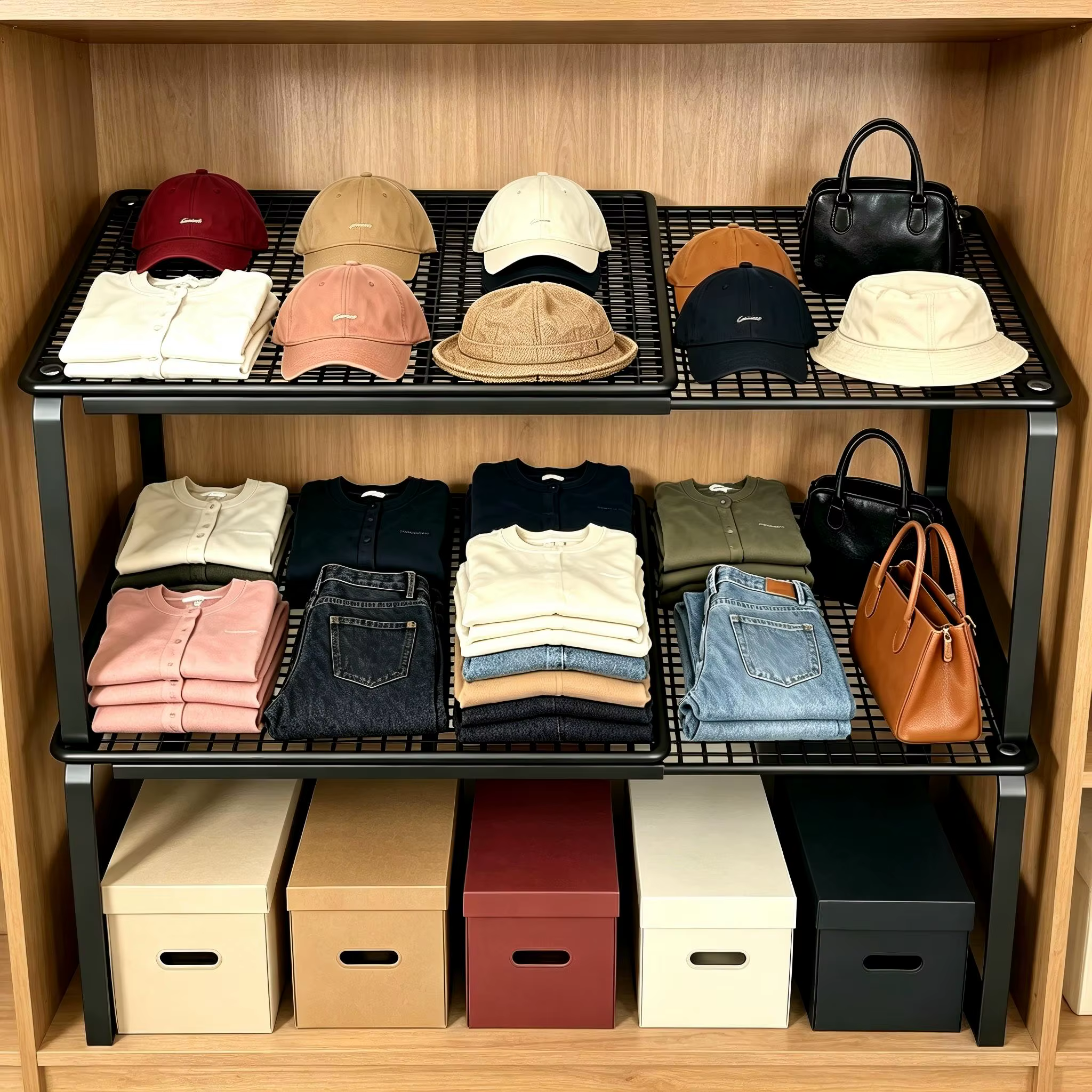 Étagère de rangement télescopique multicouche empilable