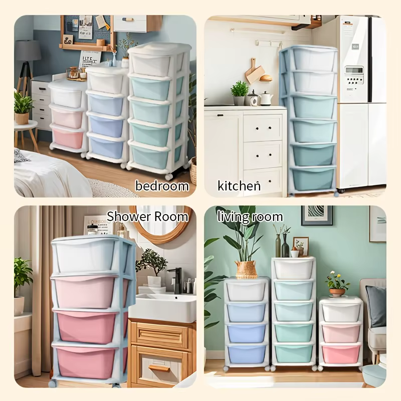 Armoire de rangement multicouche à tiroir en plastique