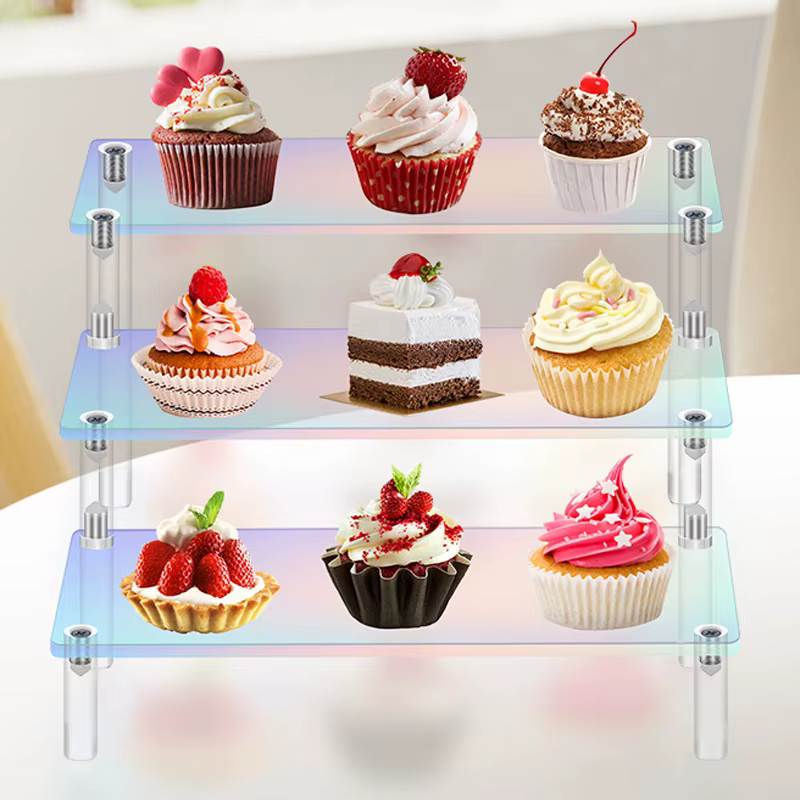 Présentoir en acrylique irisé à 1 à 5 niveaux, étagère sur support pour figurines, objets de collection, Cupcakes, parfums, décoration et organisation de bijoux