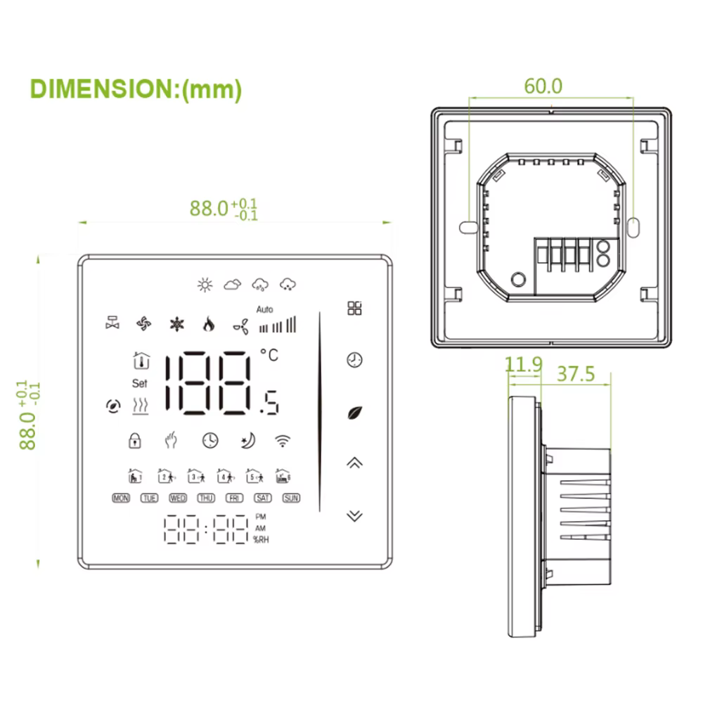 Tuya piso de água sistema aquecimento inteligente wifi termostato tempo display central