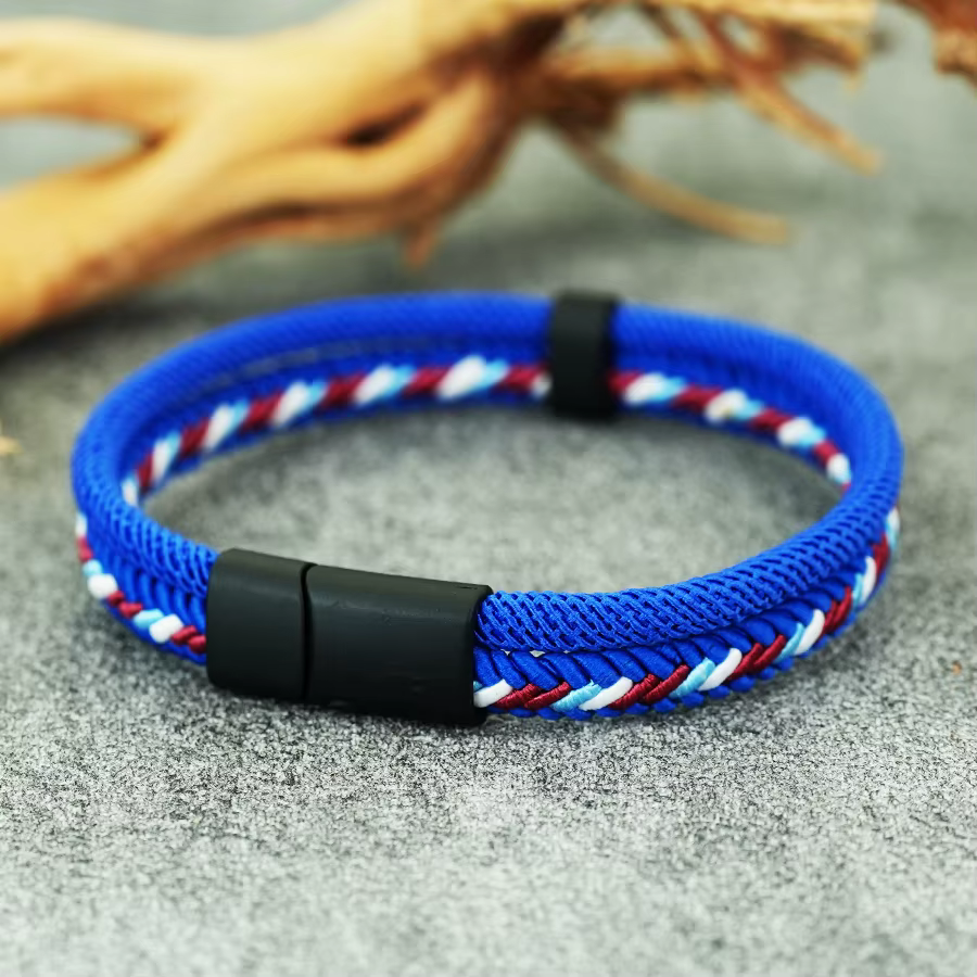 Bracelets en corde à breloques élégants pour hommes, bracelet enveloppant, Double tissage, fermoir magnétique, brassards de Camping en plein air pour lui
