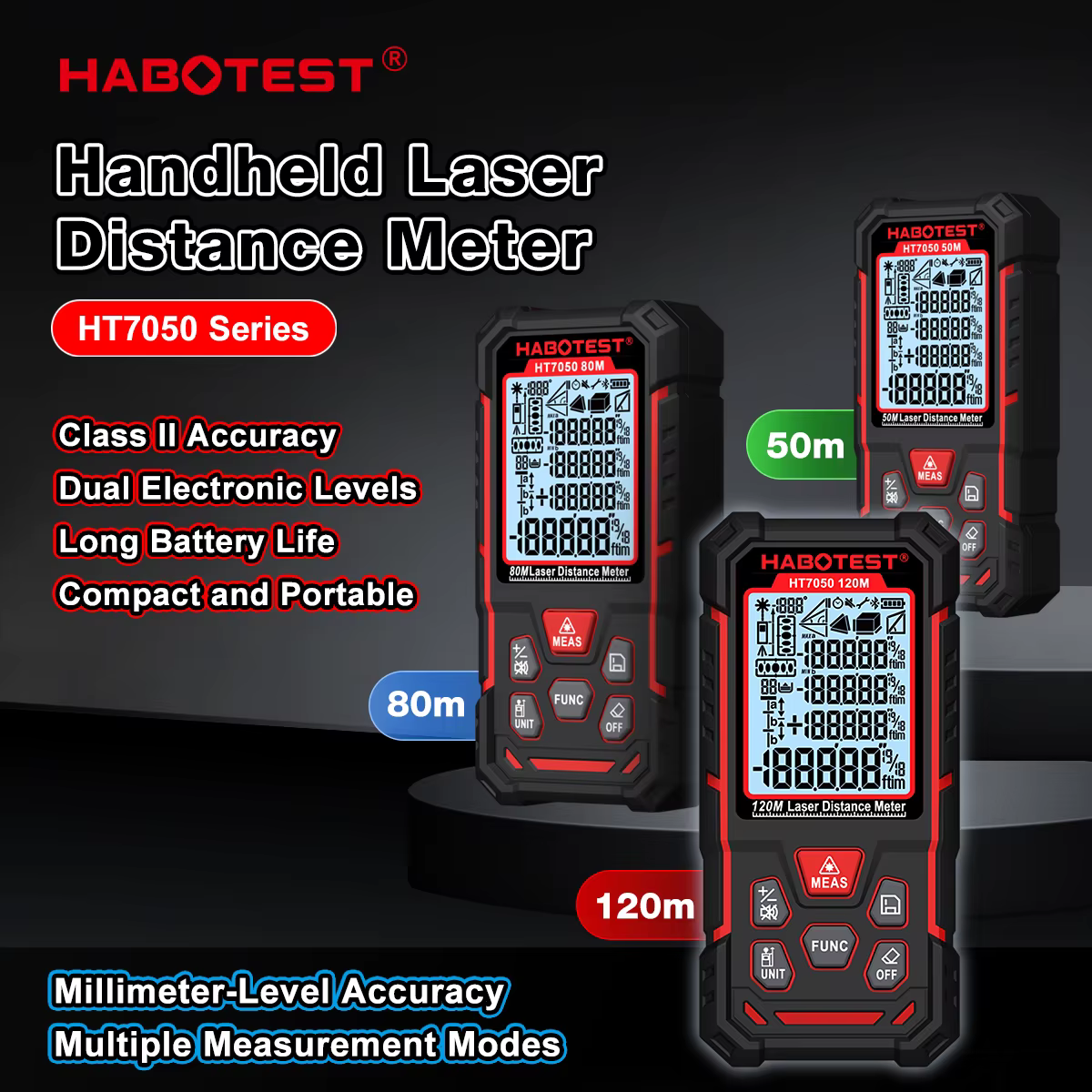 Télémètre laser HT7050 50M 80M 120M