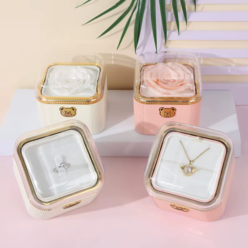Boîte à bijoux cadeau surprise – Rose à rabat automatique parfumée