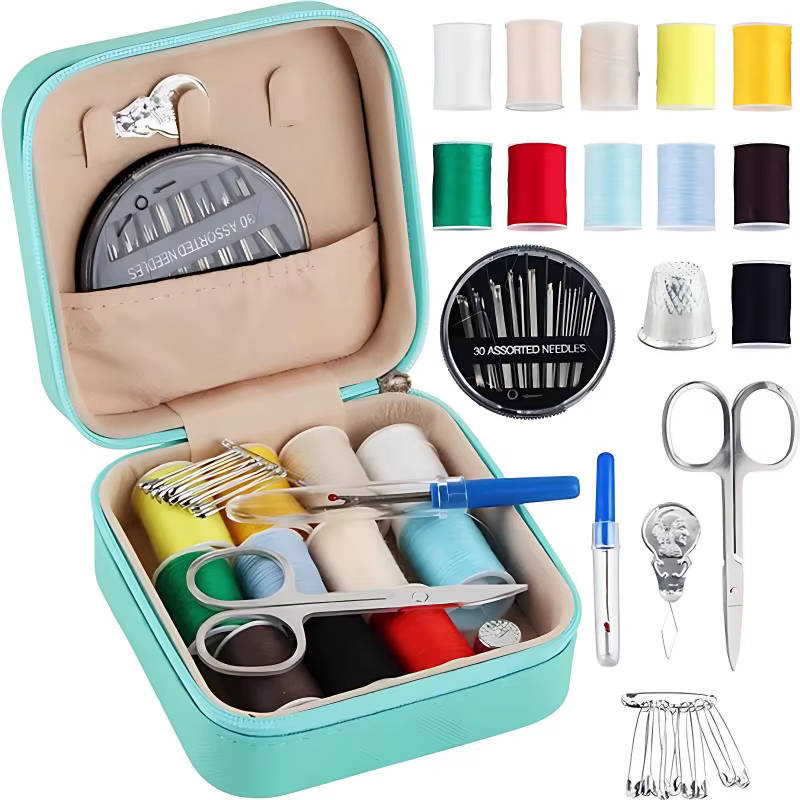 Kit de couture complet avec fils aiguilles ciseaux boîtes de rangement Portable broderie voyage Kit
