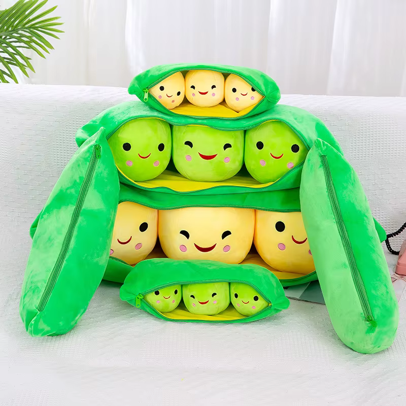 Peluche créative en forme de gousse de pois