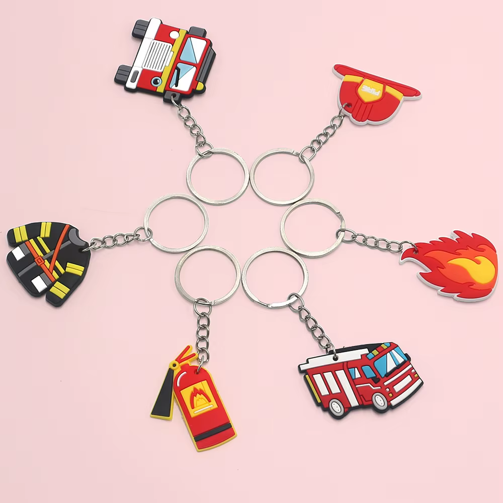 Lot de 18/24/30 porte-clés en silicone pour pompiers