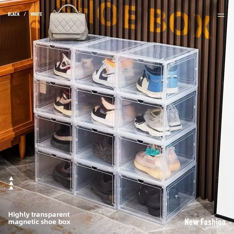 Boîtes de rangement pour chaussures en acrylique transparent
