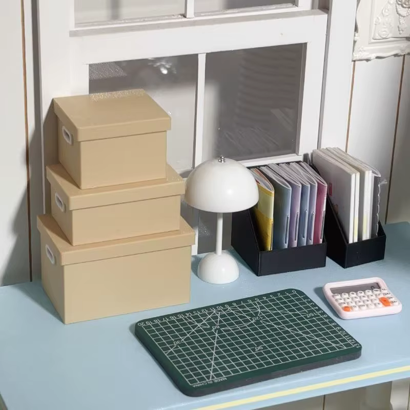 Boîte de rangement miniature pour maison de poupée avec couvercle, décoration colorée pour la maison, modèle de micro-scène, ornements, accessoires de décoration, échelle 1/12, cadeau DIY