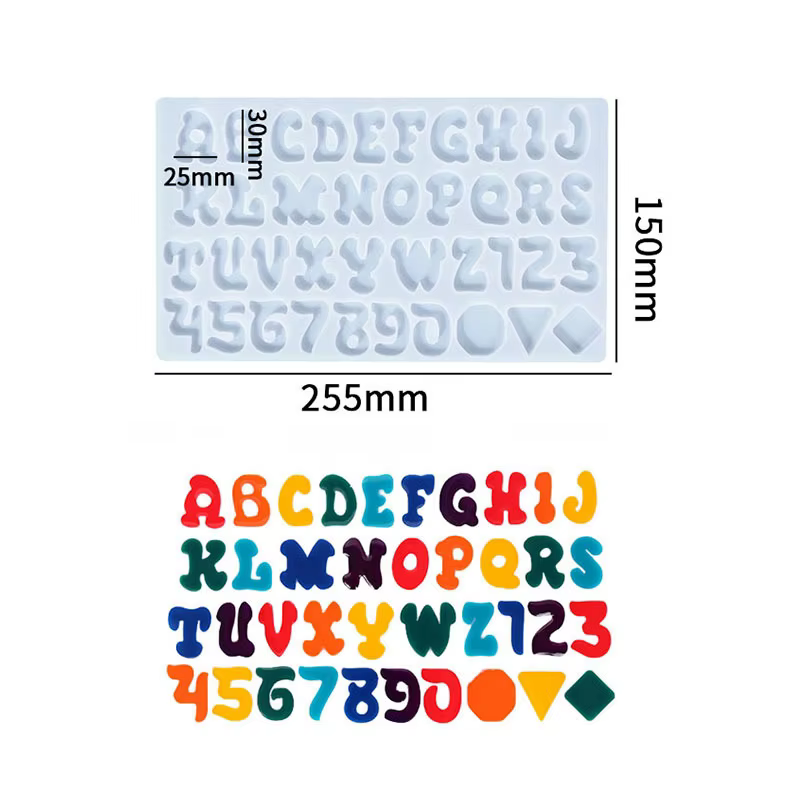 Alphabet anglais A-Z résine époxy Silicone moule lettre 0-9 numéro porte-clés boucle d'oreille pendentif bricolage