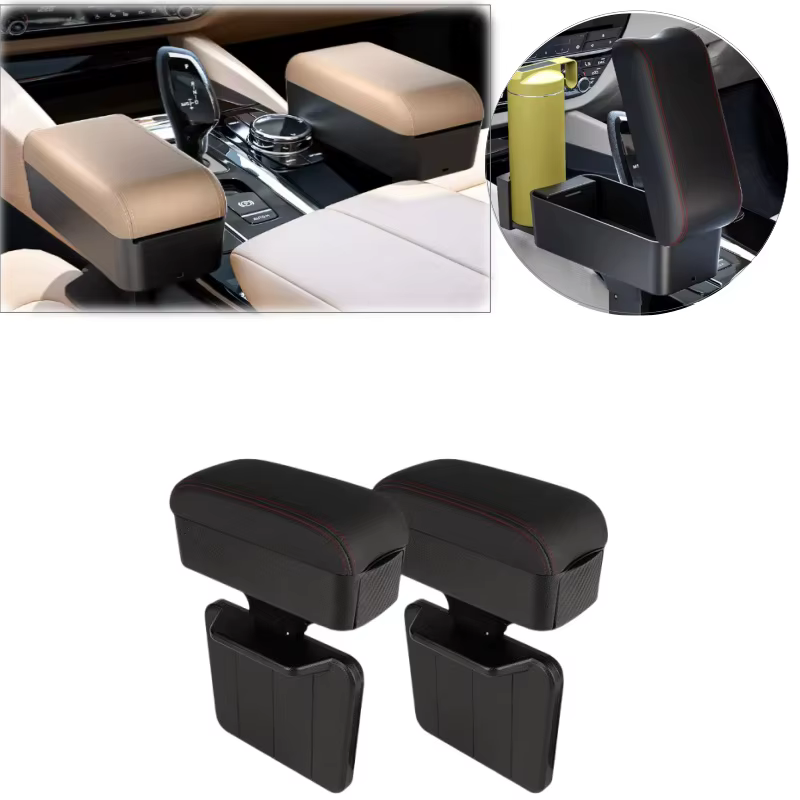 Boîte d'accoudoir de voiture, organisateur de rangement de Console centrale, relevable et réglable avec porte-gobelet, ajustement universel, accessoires d'intérieur automobile