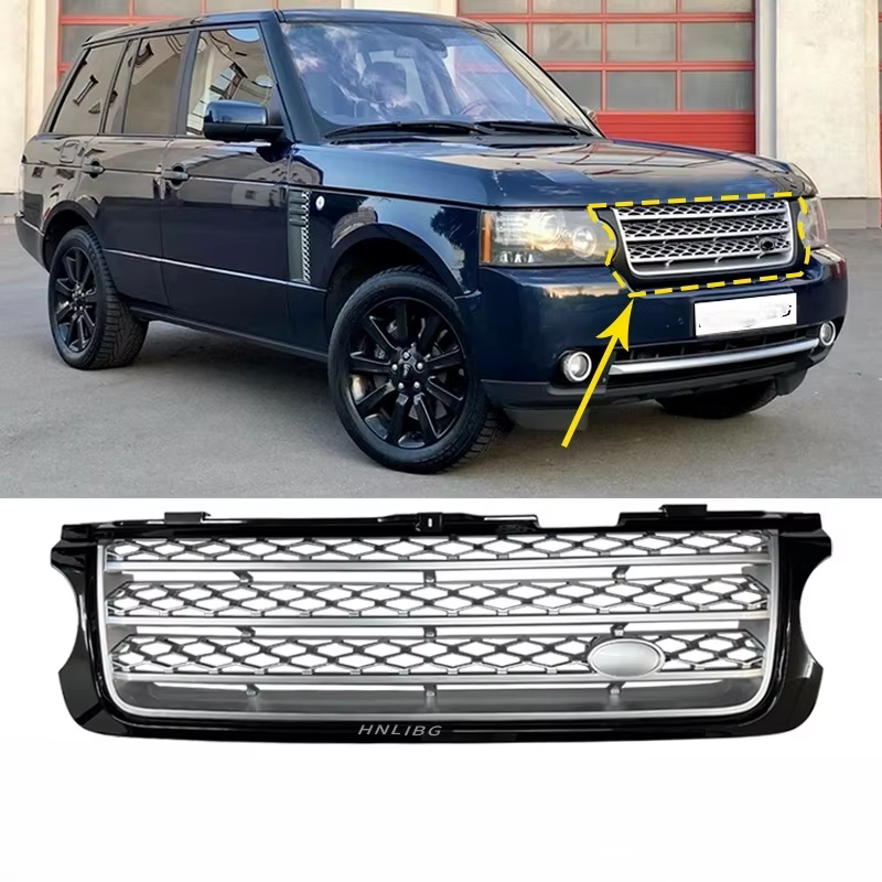 Grilles de course pour Land Rover Range Rover 2010, modèle original, grille de pare-chocs avant en maille argentée à bords noirs, accessoire de voiture Lr028108