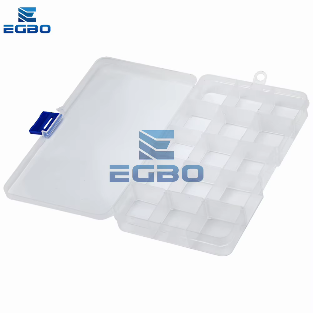 Boîte de Rangement en Plastique Transparent pour Bijoux et Composants Électroniques, Accessoire de Finition, 15 Grilles