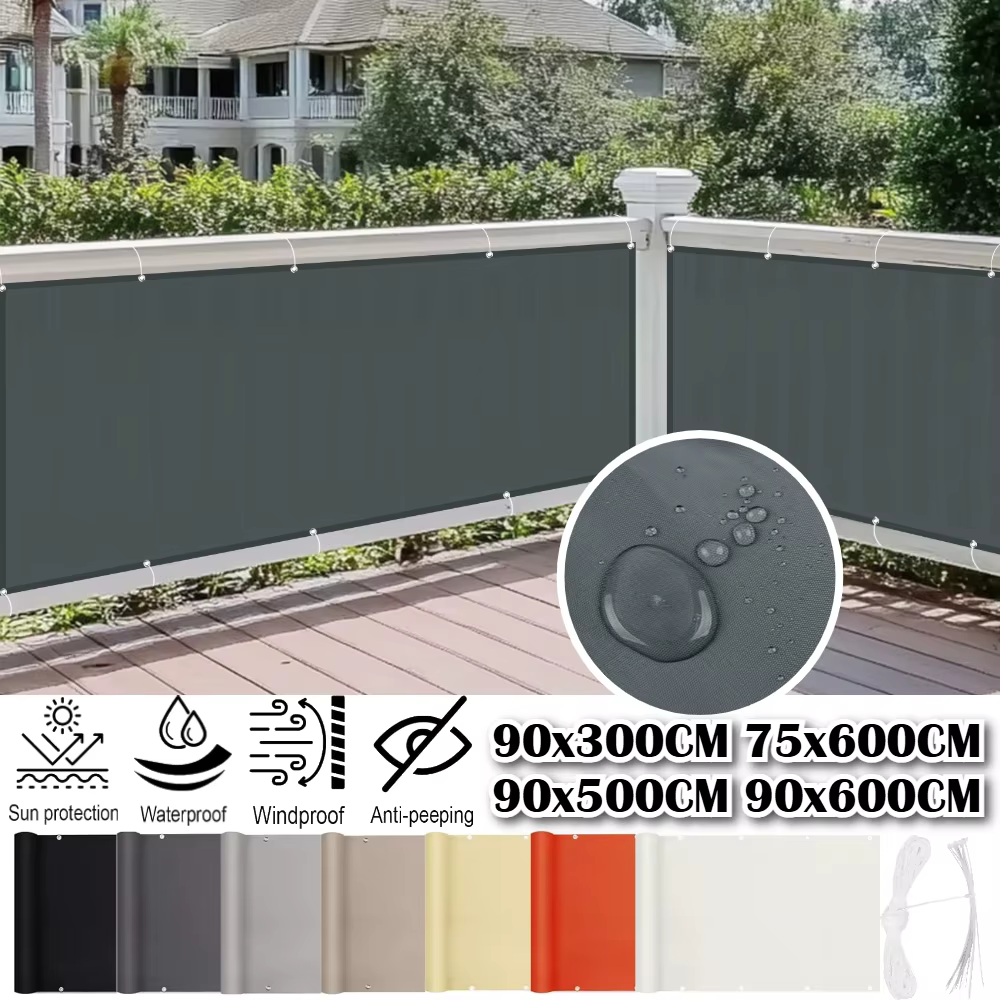Écran de confidentialité imperméable pour balcon, clôture coupe-vent pour balcon, Patio, couverture de balcon, Protection UV avec attaches pour câbles