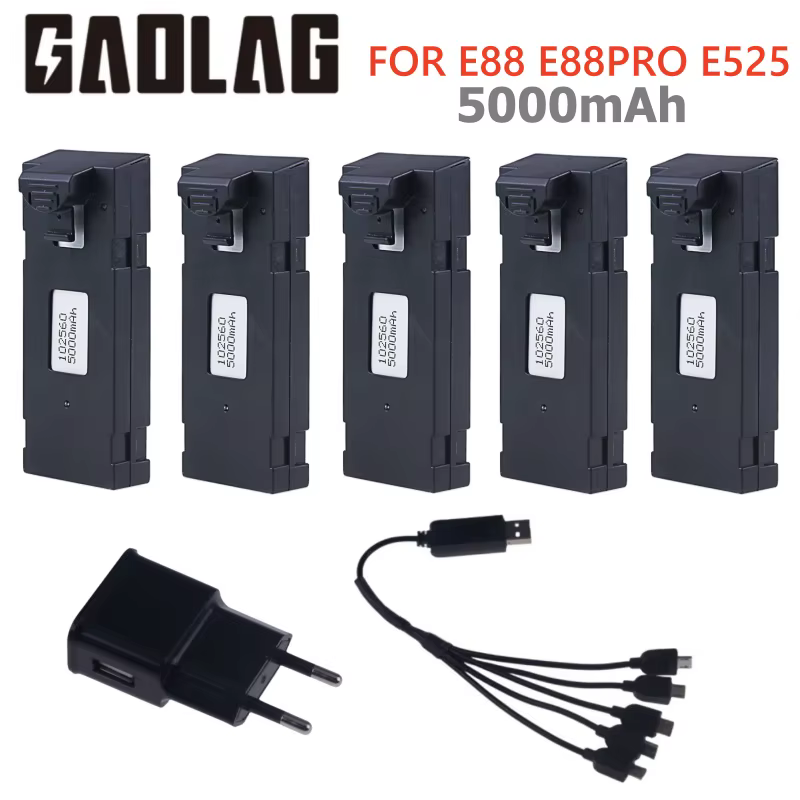 Batterie Li-ion Rechargeable d'origine 3.7V 5000mAh pour Drone RC E88 E88PRO E525 E99 P1 F185 F195 E100 RC