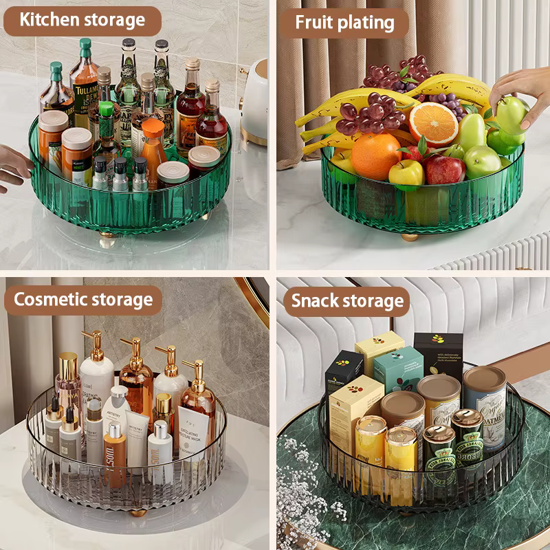 Étagère à épices rotative pour cuisines domestiques, plateau de rangement multifonctionnel pour bouteilles et bocaux à épices, et cosmétiques