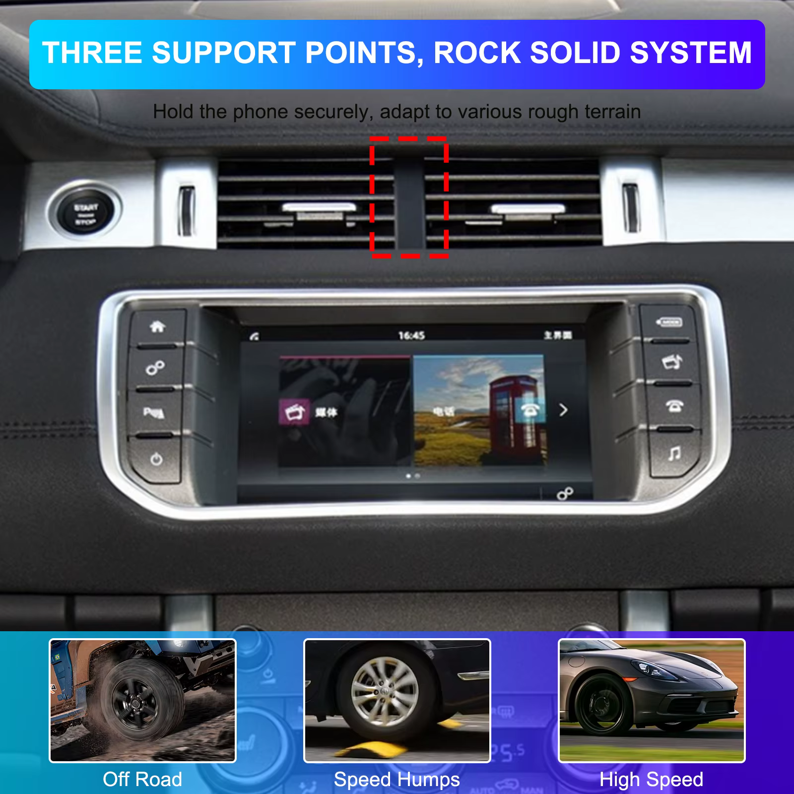 Pour Land Rover Range Rover Evoque L538 L551 2012-2025 ABS voiture contrôle central sortie d'air support pour téléphone portable support pour téléphone portable