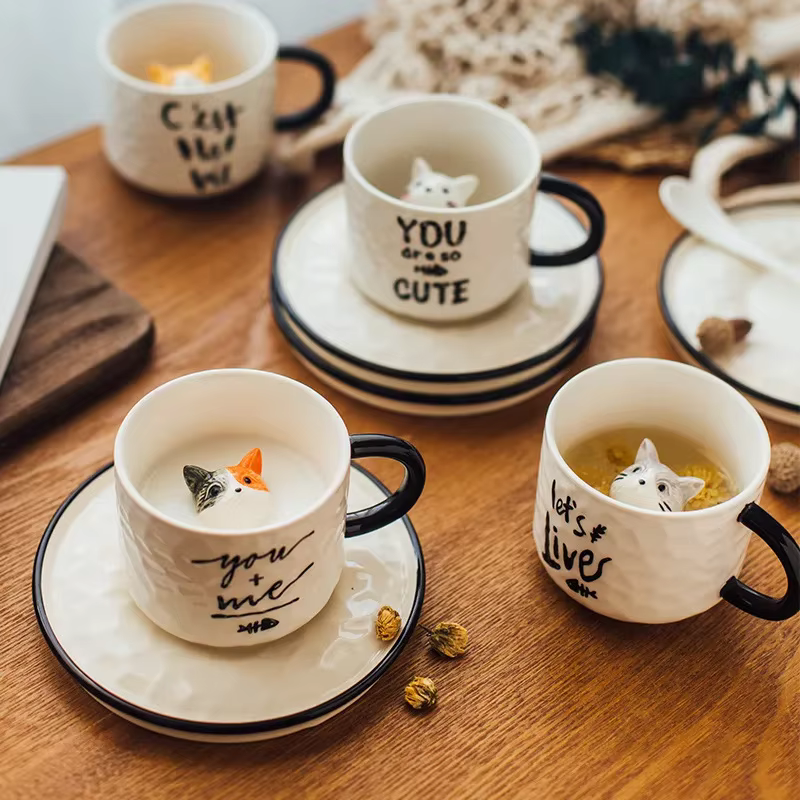 Tasse à griffes de chat en céramique