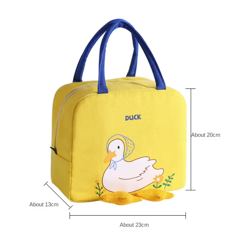 Enfants Portable isolé thermique pique-nique nourriture mignon canard jaune sac à déjeuner boîte fourre-tout