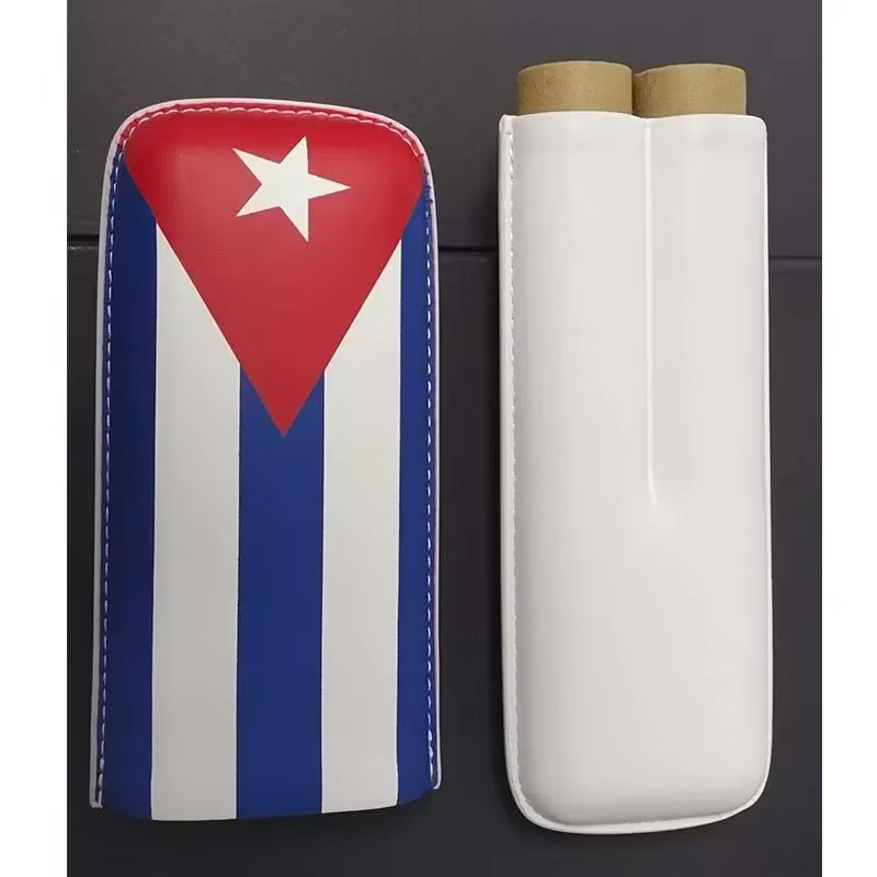 Étui à cigares pochette de luxe Humidor drapeau de Cuba stockage cigarette cuir accessoires pour fumer Portable
