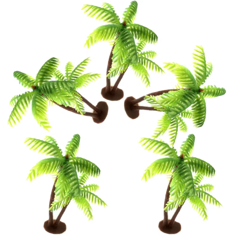 Mini plante de cocotier en plastique, 5 pièces, artisanat Micro paysage, décor d'aquarium, Figurines de bureau pour la maison