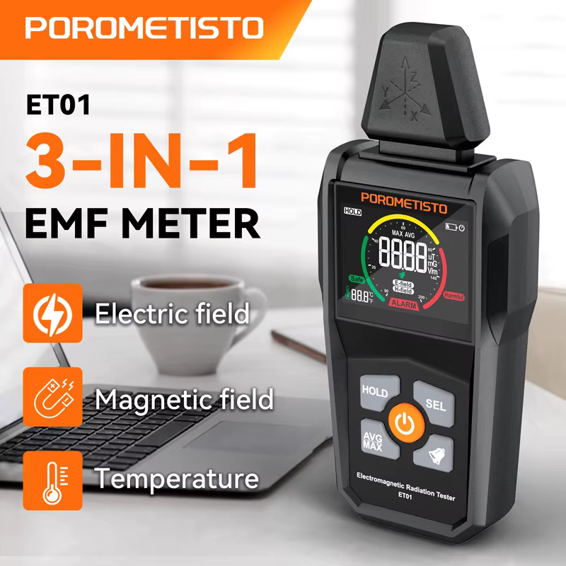 Détecteur de rayonnement électromagnétique compteur EMF de champ électrique/magnétique