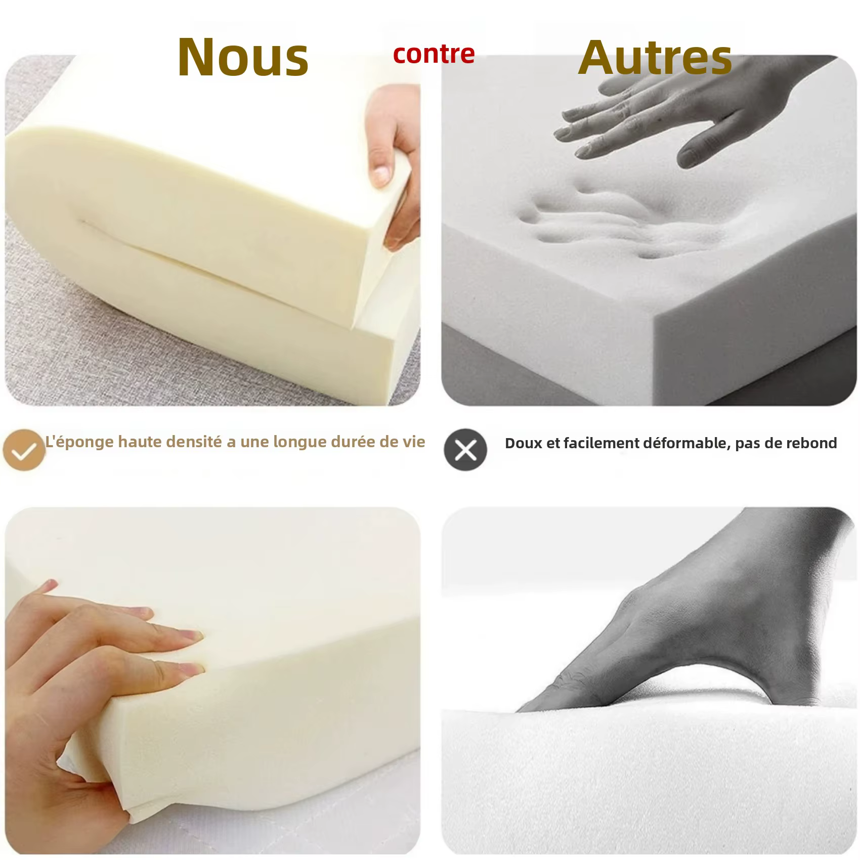 Éponge en mousse blanche haute densité 45D