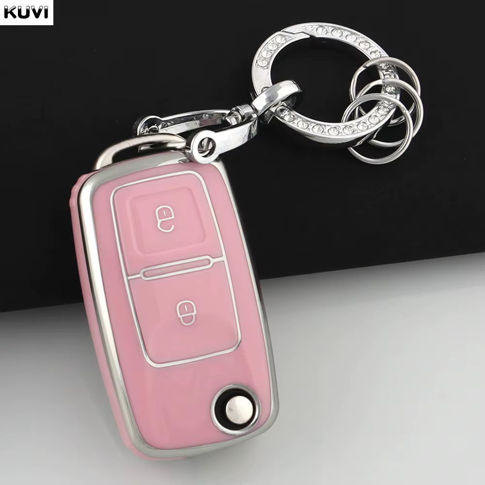 Housse de clé de voiture en TPU rose