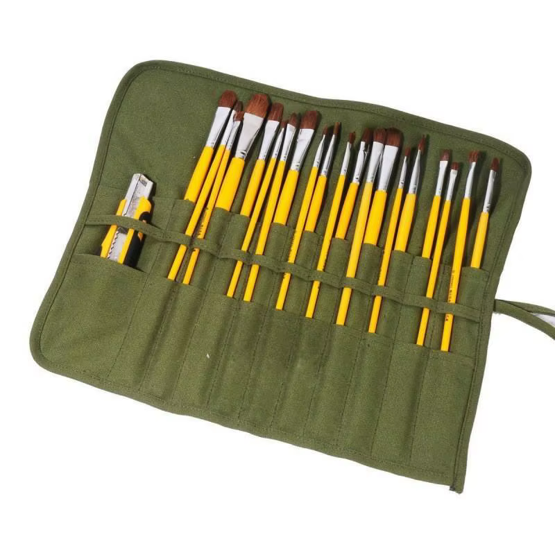 Sac de rangement pour pinceaux de peinture, 22 compartiments pour pinceaux d'aquarelle et de gouache, sac de rangement pour pinceaux de calligraphie, sac à stylos enroulable