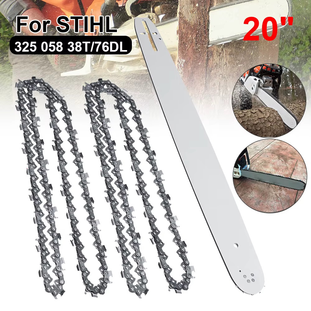 Barre de guidage de tronçonneuse de 20 pouces avec 2 pièces scie JO0.325 "pas 0.058" 76DL pour STIHL