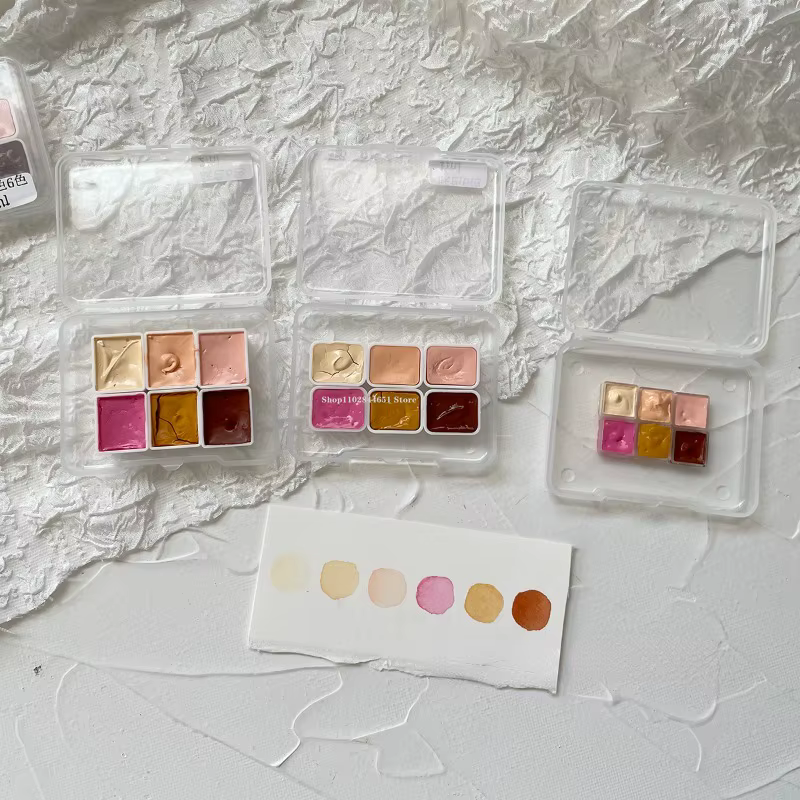 Boîte de collection de teintes de peau pour peinture à la main, emballage portable, solide, 6/12