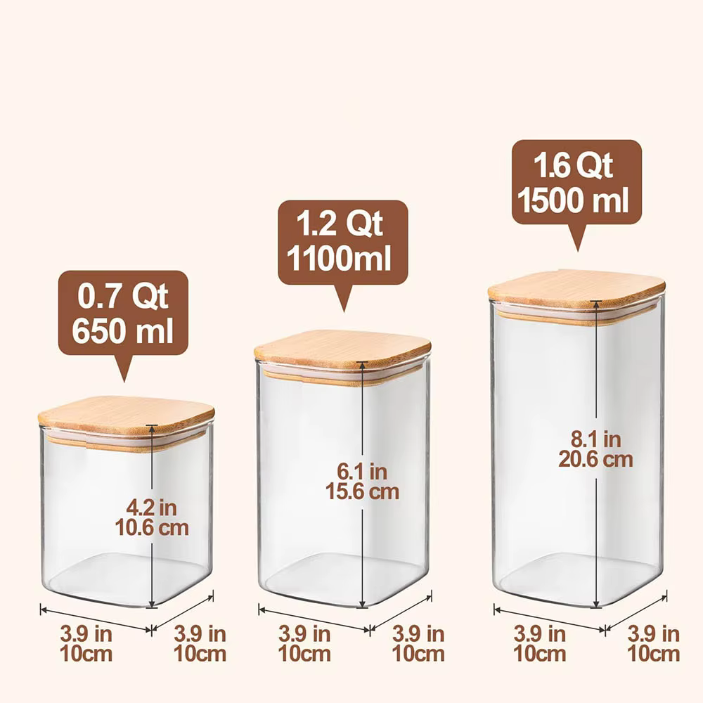 Boîte de stockage en verre hermétique avec couvercles