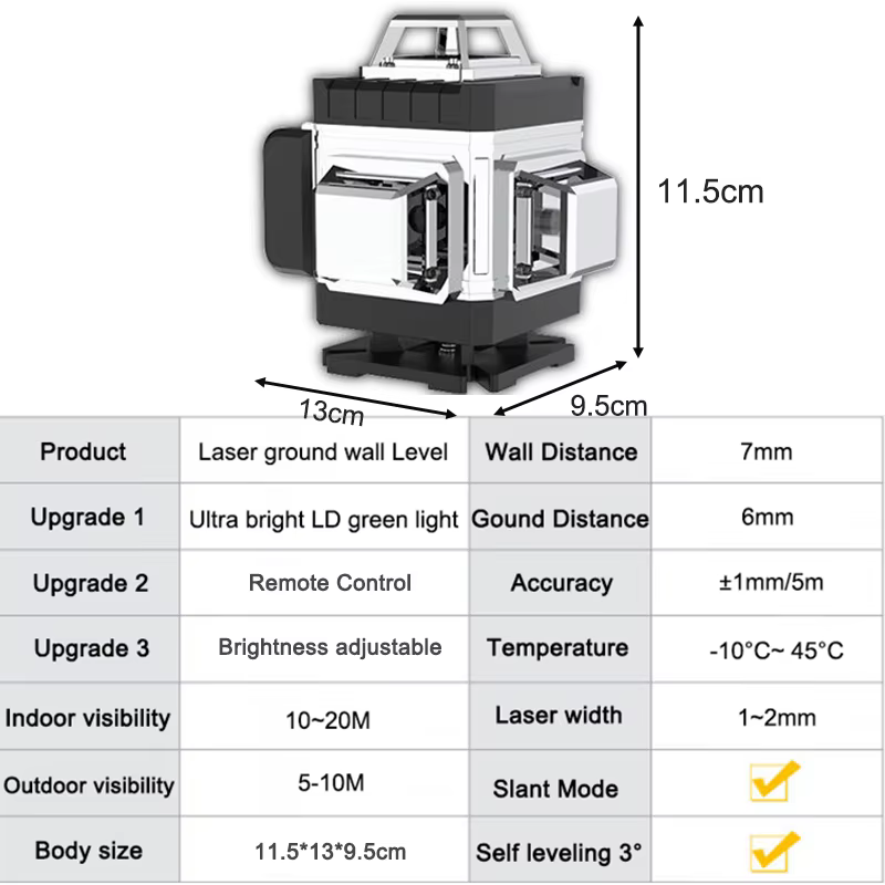 Niveau Laser 16/12/8 lignes 3D/4D