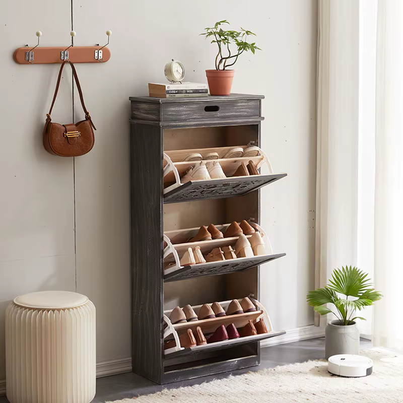 Armoire à chaussures rustique à 3 tiroirs rabattables de Style nordique